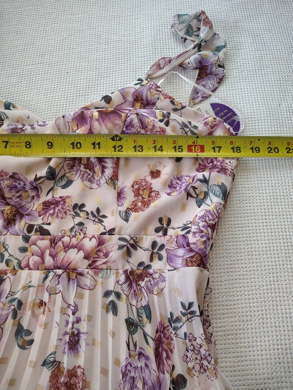 Crystal Doll Lavender Floral Pleated Maxi Dress Size 11. - Picture 6 of 13
